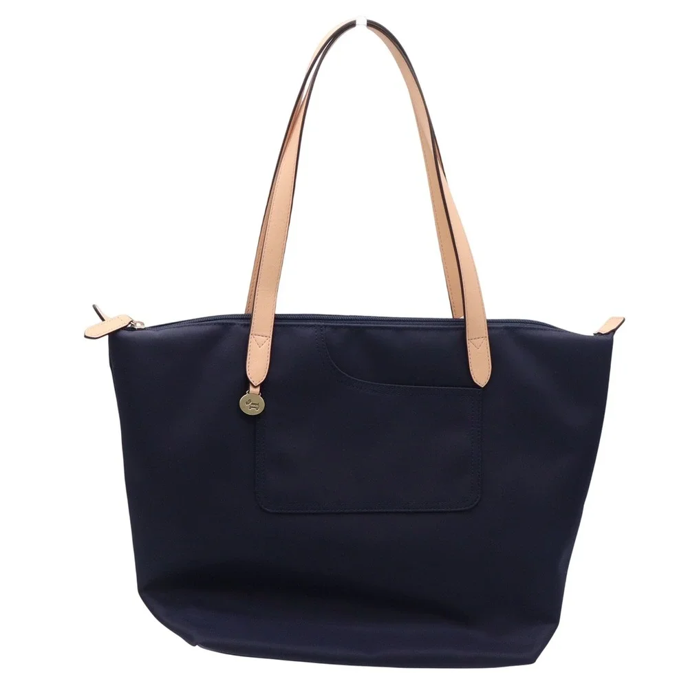 Radley London Pocket Essentials Ziptop Tote Dark Blue Nylon Leather Trim